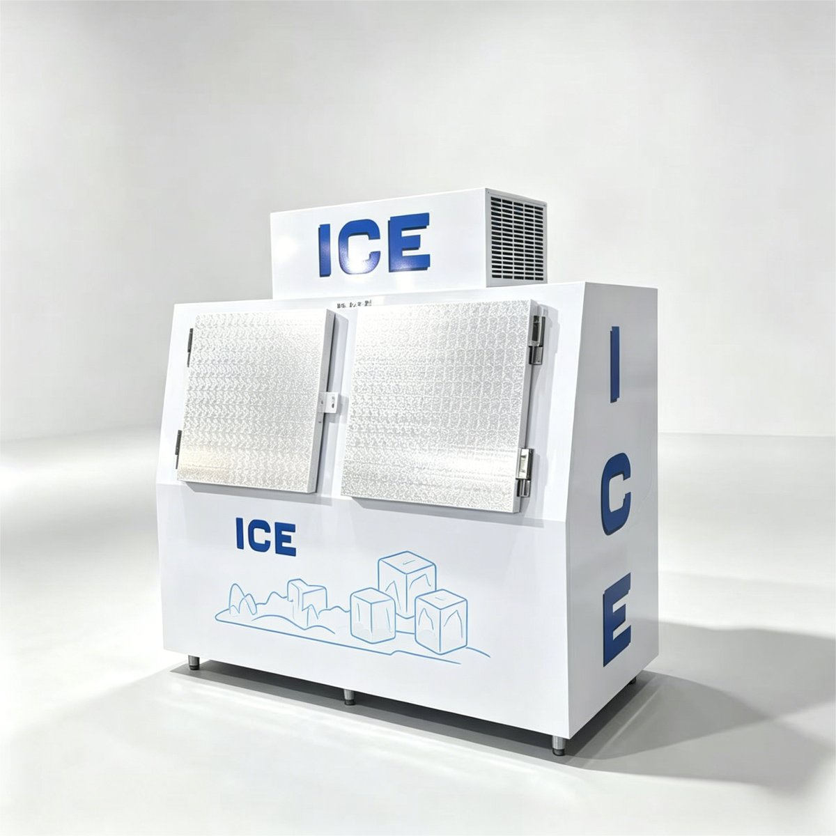 C-Fast Cooling Double Swing Door Ice Storage Freezer 100mm Thick PU Insulation Commercial Ice Cabinet