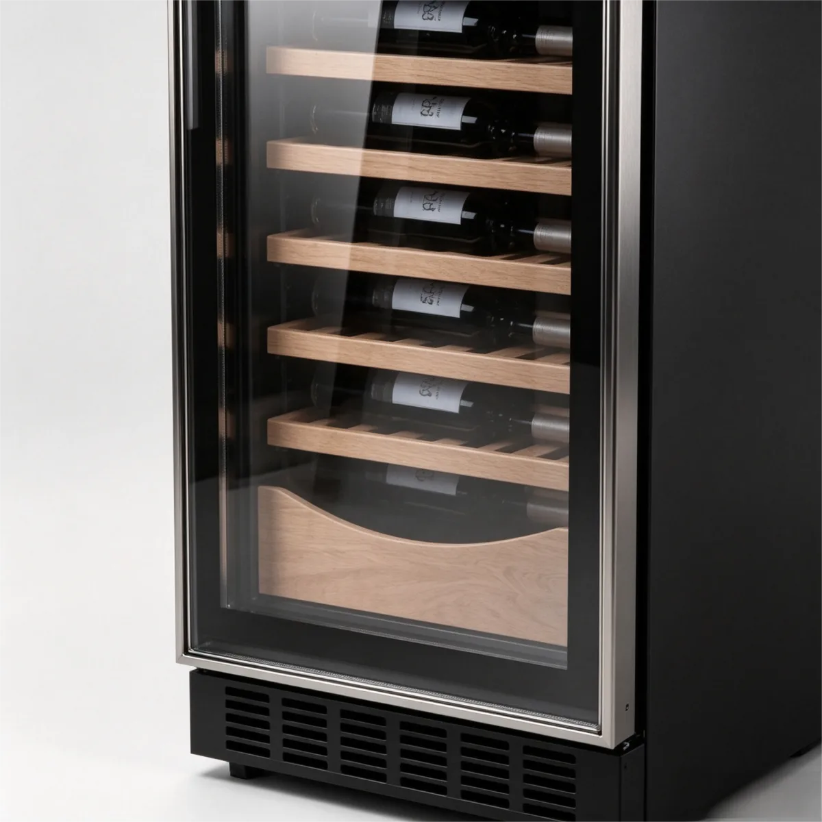 C-385L Multi-Layer Wood Rack Wine Storage Fridge Wide 5-12℃ Temperature Range