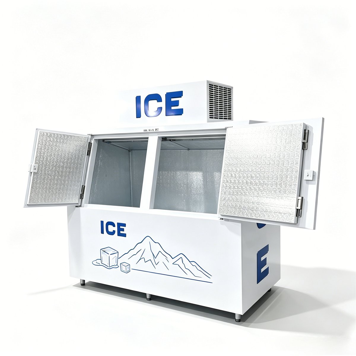 C-Fast Cooling Double Swing Door Ice Storage Freezer 100mm Thick PU Insulation Commercial Ice Cabinet