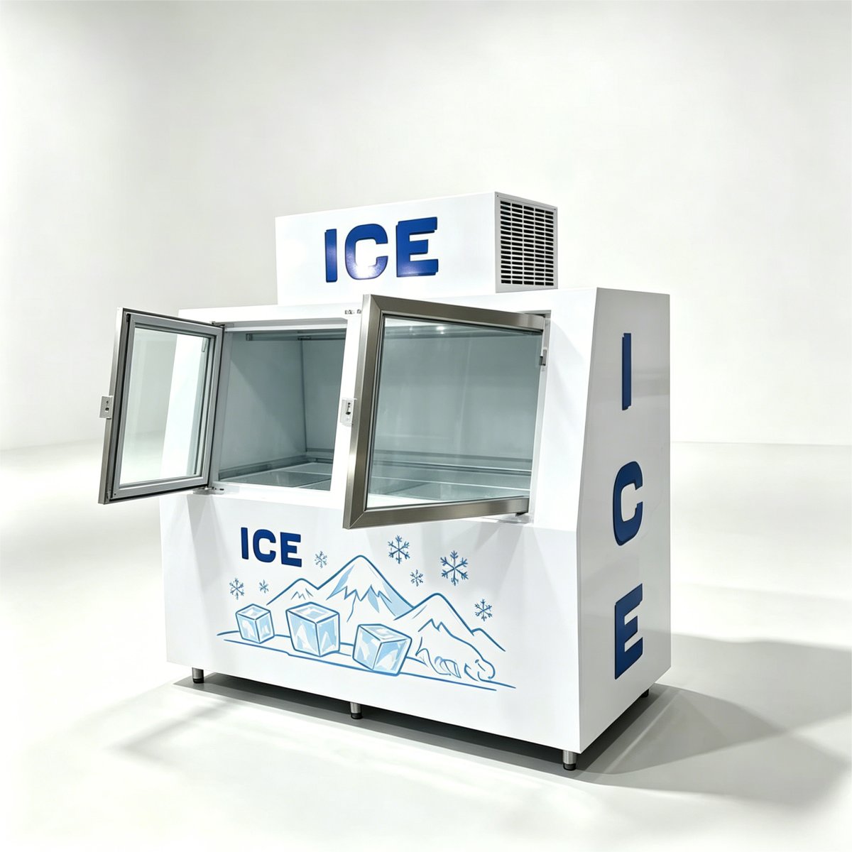 C-Double Door Ice Storage Freezer Two Independent Sealing Doors Lock Cold Air Efficiently
