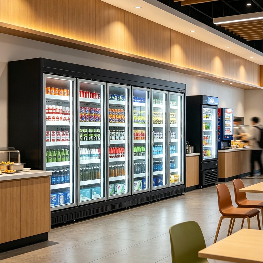 Plug-in Freestanding Commercial Freezer Optimized Layout Multi-door Frozen Display Case for Large Food Store