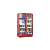 Full Air Cooling Commercial Double Door Beverage Refrigerator with LED Light