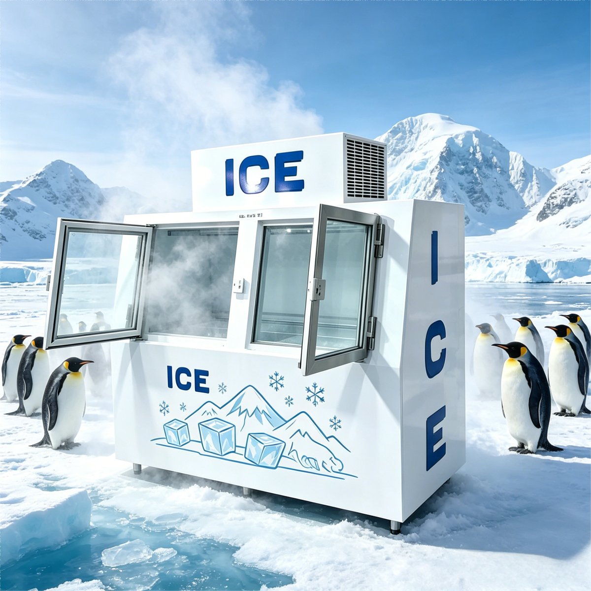 C-Commercial Double Door Ice Storage Freezer with Fast Surround Air Cooling Magnetic Sealed Doors