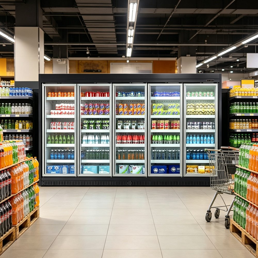 High Efficiency Display Refrigerator Precise Temp Control Upright Refrigerated Showcase for Fresh Drink