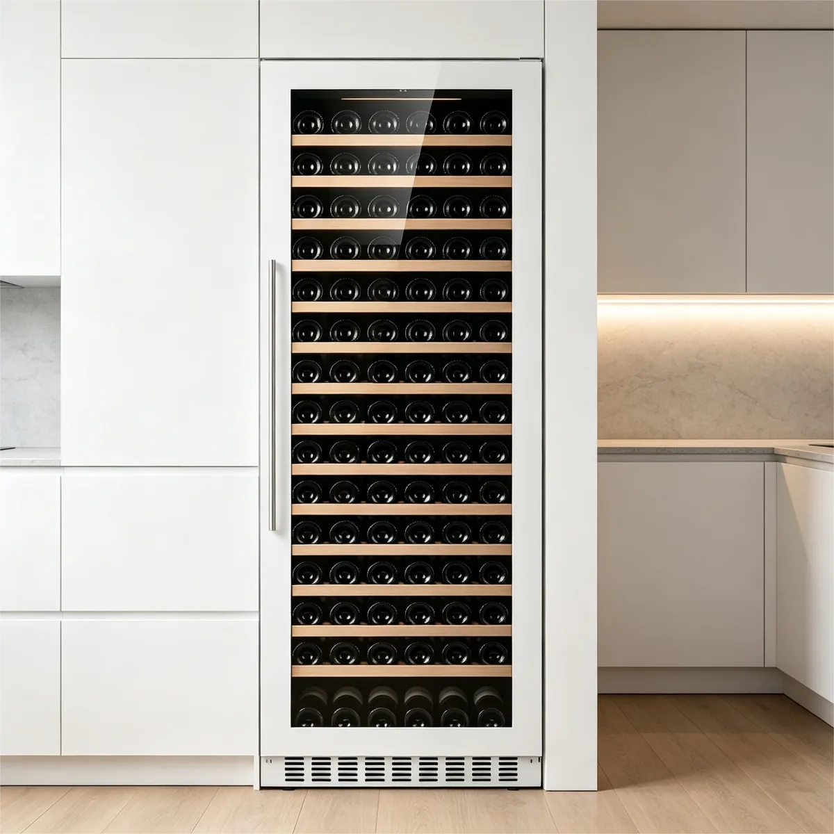 G-Commercial Extra Big Wine Cooler With Pull Out Beech Wood Shelves