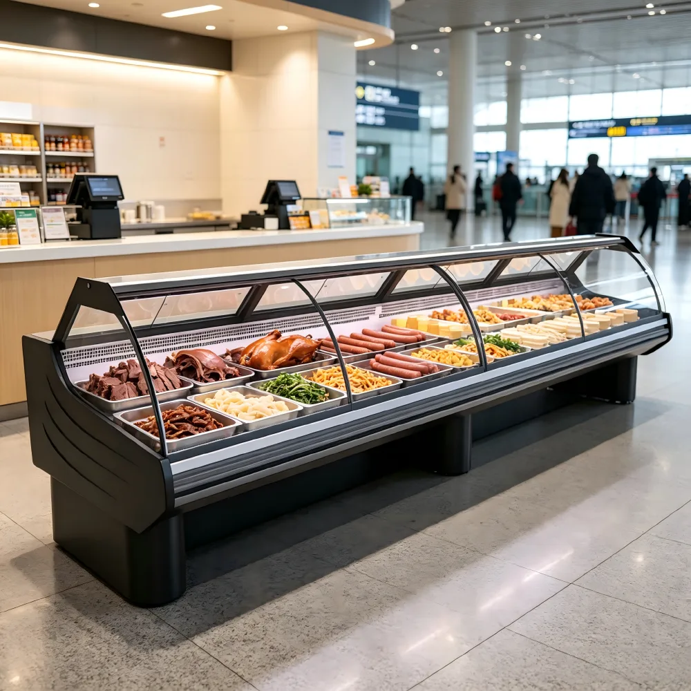 Air Cooling Deli Showcase Energy Saving Fresh Meat Cooked Food Display Refrigerator for Supermarket Butcher
