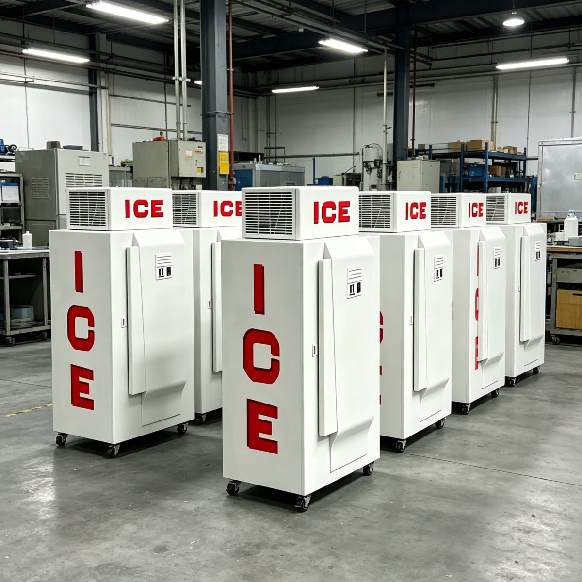 L-Commercial Upright Ice Merchandiser Freezer, Lockable Single Door Ice Storage Freezer with Wheels