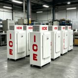 L-Commercial Upright Ice Merchandiser Freezer, Lockable Single Door Ice Storage Freezer with Wheels