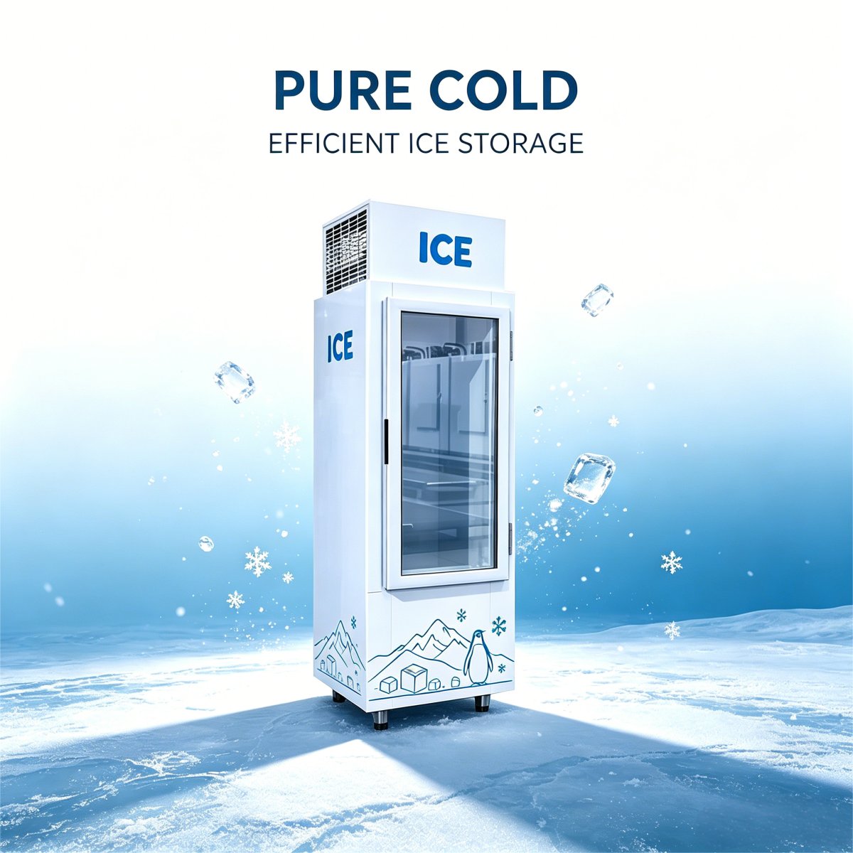 C-Vertical Single Door Ice Storage Freezer Fast Direct Cooling System Suitable for Bar and Seafood Stall