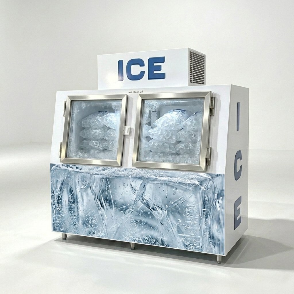 High Capacity Direct Cooling Outdoor Ice Freezer Commercial Bagged Ice Storage Merchandiser
