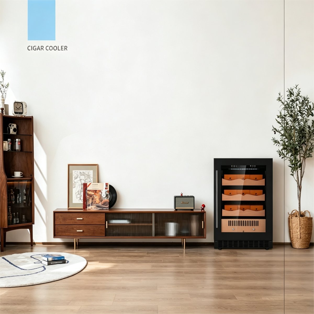 C-145L Vertical Cigar Humidor Constant Temp 16-22℃ Cedar Wood Storage Racks