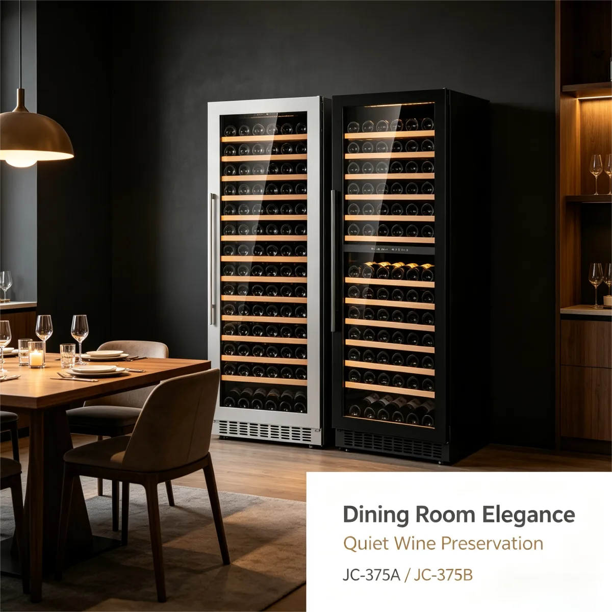 C-425L Vertical Built-in Wine Refrigerator Solid Wood Storage Racks