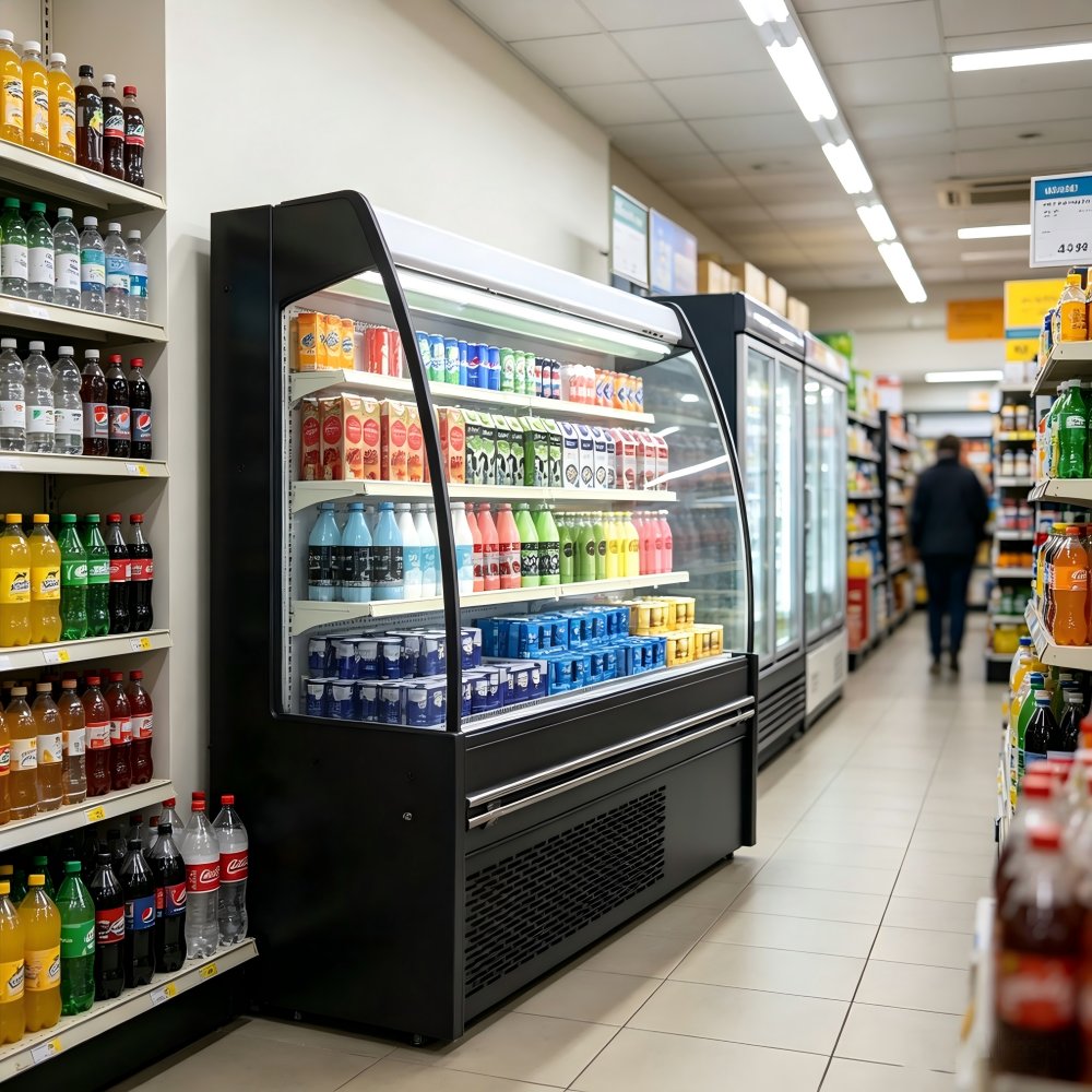 Heavy Duty Commercial Cooler Multi Layer Shelves Open Display Chiller for Fresh Food Display