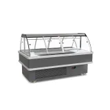 Commercial Air Cooled Curved Glass Meat Deli Display Refrigerator Mobile Design for Local Food Market Retail Business
