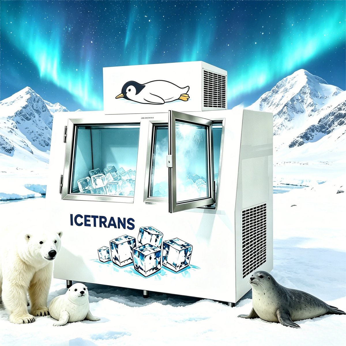 G-ICETRANS Double Glass Door Commercial Ice Storage Freezer