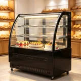 3 Layer Curved Glass Cake Display Refrigerator Commercial Bakery Cooling Showcase