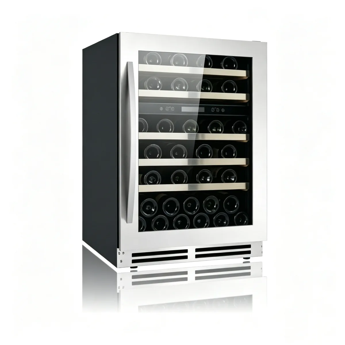 L- Low Vibration Compressor Wine Fridge Freestanding & Built-in Dual Use Vertical Wine Storage Cabinet