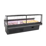 Large Capacity Flat Glass Refrigerated Deli Showcase LED Light Meat Cheese Salad Display Cooler