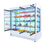 Multi Deck Open Meat Display Refrigerator Fruit in Supermarket