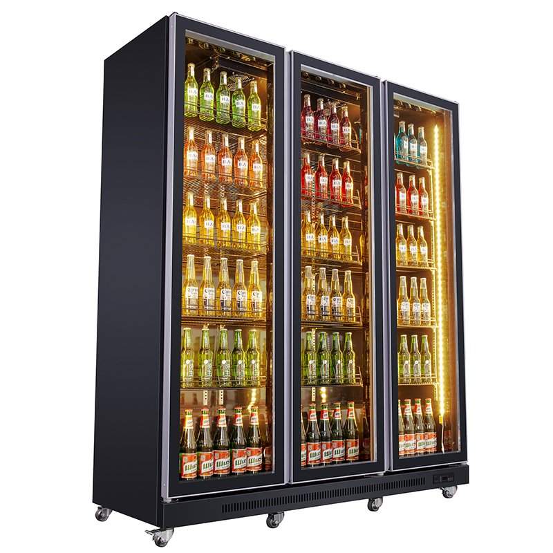 Large Capacity 3 Door Beer Bottle Cooler Glass Door Commercial Beer Fridge