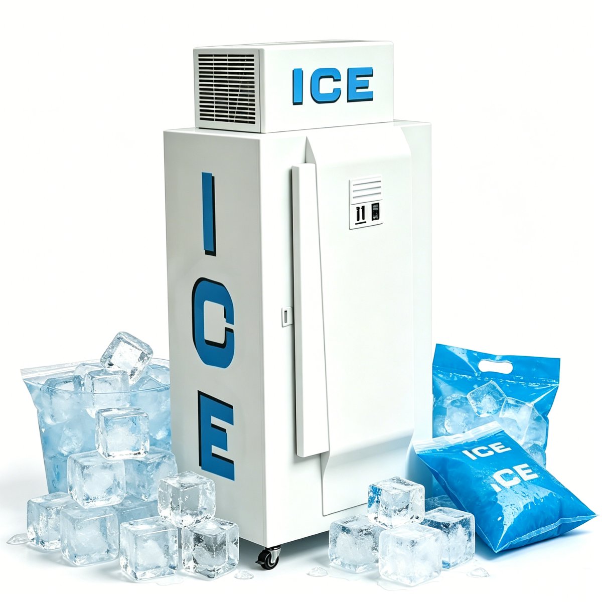 L-Large Capacity Upright Ice Storage Freezer Commercial Ice Merchandiser With Custom Sticker Available