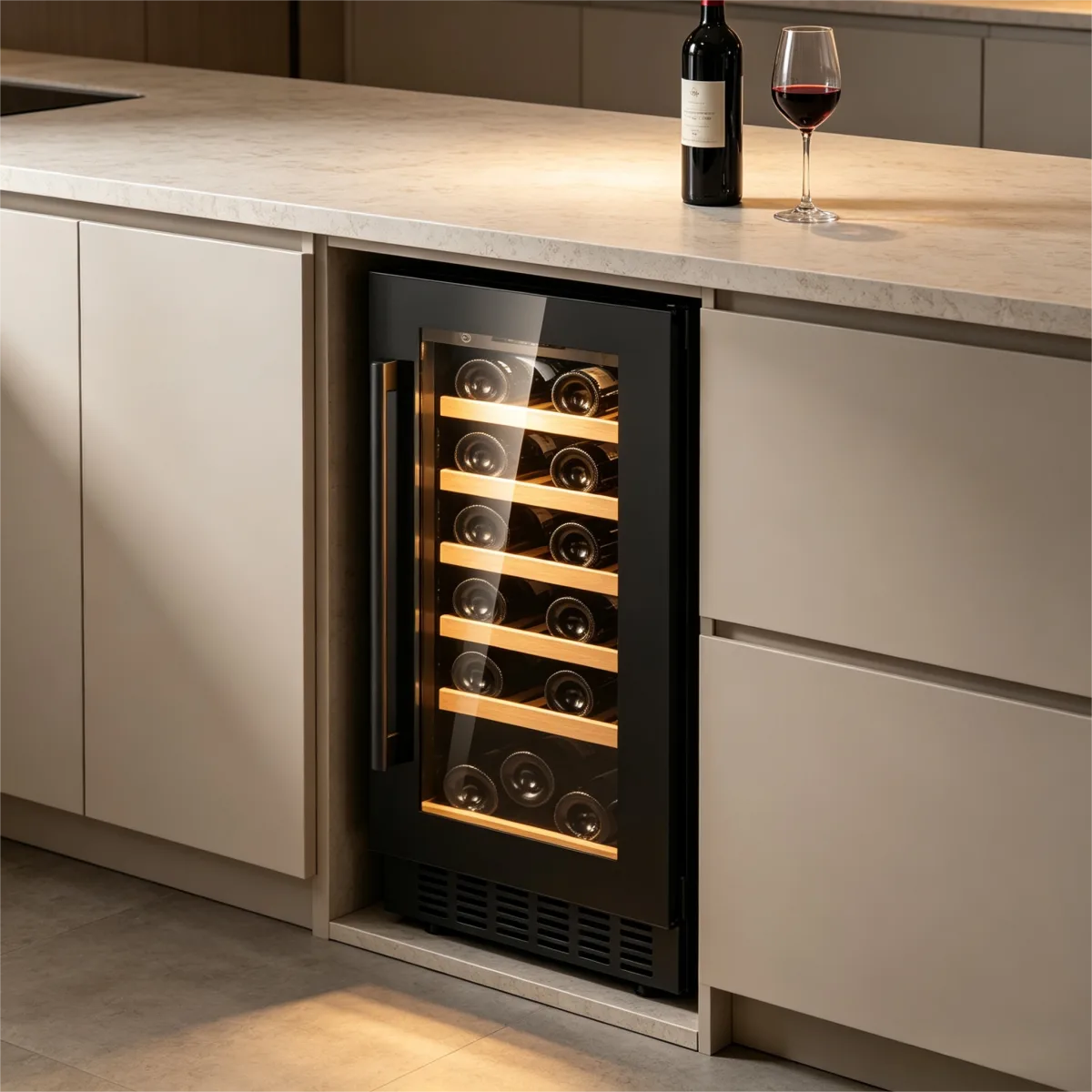 C-Black Tempered Glass Door 215L Household Wine Preservation Refrigerator