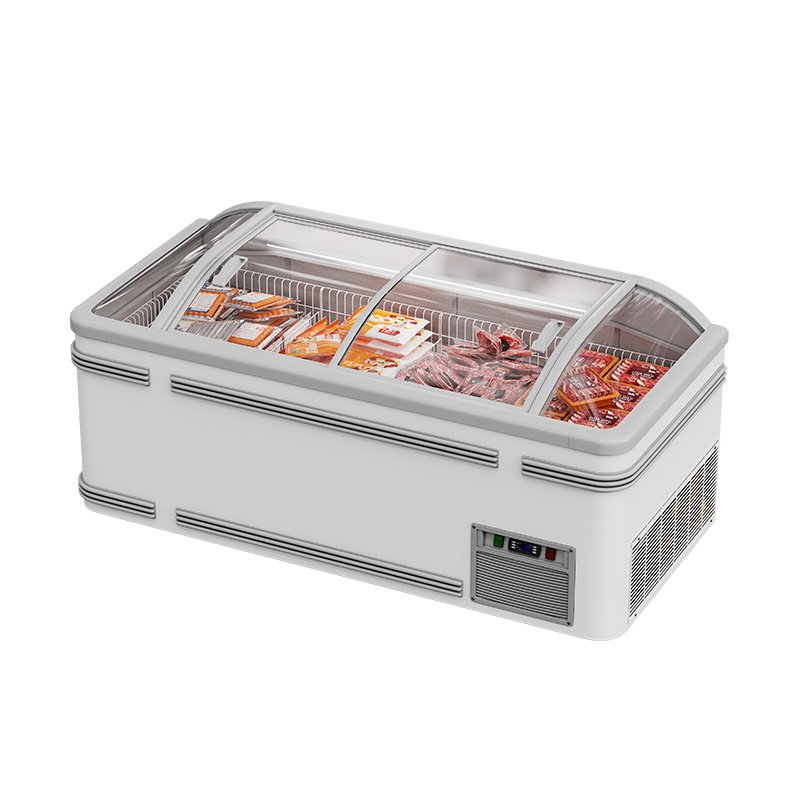 Display Meat Freezer Horizontal Glass Top Deep Freezers for Vegetables and Fruit