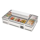 Cold Food Display Deep Chest Freezer Glass on Top Aht Curved Freezer Island Freezer Fridge for Sale with Colorful Led
