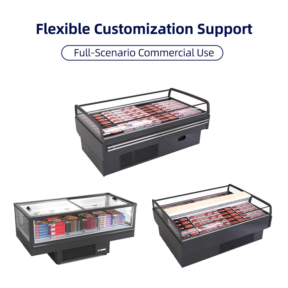 Low Noise Compressor Single Sliding Transparent Glass Chest Display Freezer