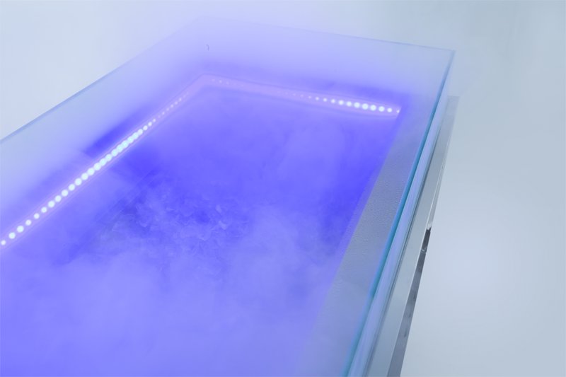 Commercial Open Showcase Cooler Stainless Steel Ice Display Freezer Table