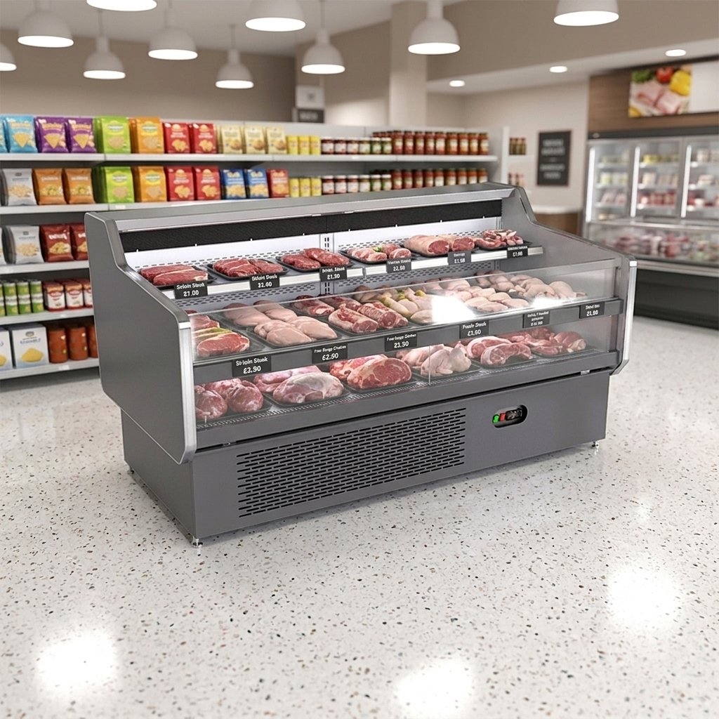 Commercial Supermarket Double-layer Fresh Meat Display Refrigerated Display Cabinet