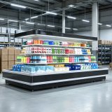 Large Capacity Freestanding Display Cooler Multi Tier Shelves Island Display Chiller for Grocery Store