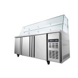 Support All-round Customization Commercial Kitchen Freezer Workbench Table Refrigerator With Glass Cover for Restaurant