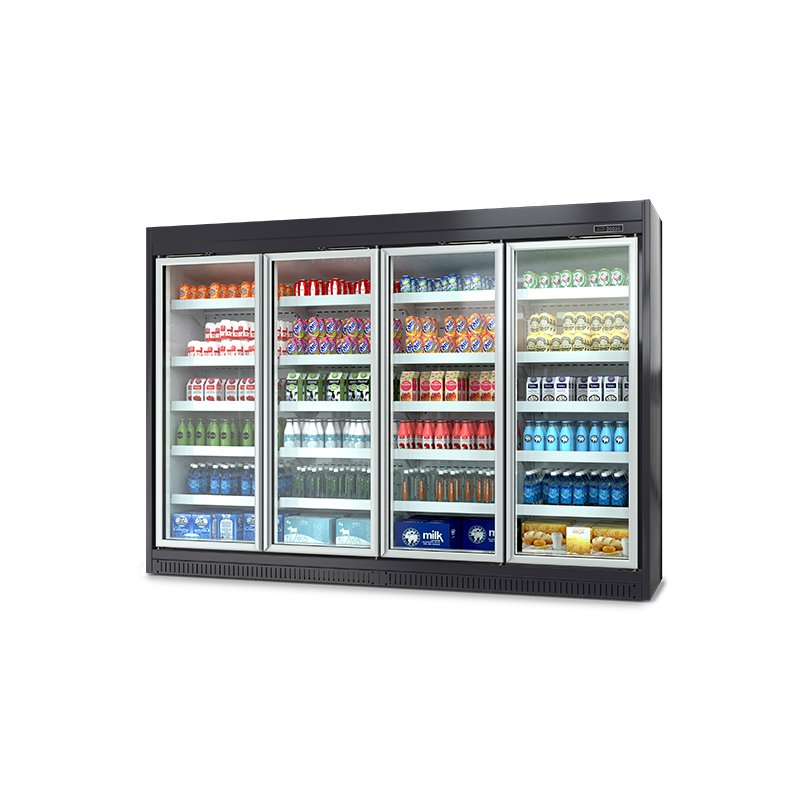 Tempered Glass Door Refrigerator Quick Cooling Upright Refrigerated Showcase for Supermarket Drink Area