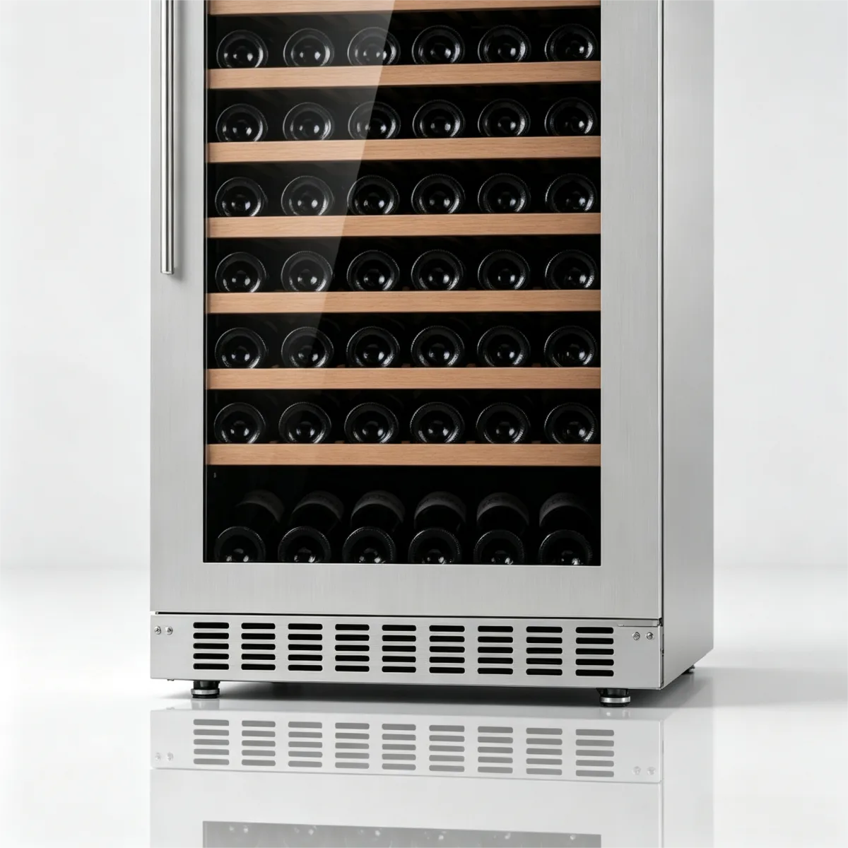 C-318L Vertical Built-in Wine Refrigerator 5-12℃ Solid Wood Racks