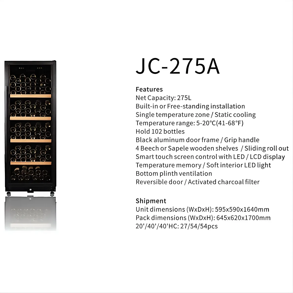 L-Factory OEM Slim Single Door Wine Cooler Custom Color Stainless Steel Wine Fridge Wholesale