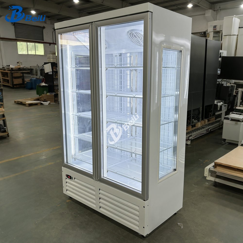 White Upright Beverage Display Fridge With Glass Door Shop Refrigerated Cabinet