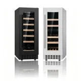 L-Vertical Narrow Wine Refrigerator Dual Zone Digital Touch Control UV-Free LED Light Freestanding Wine Chiller