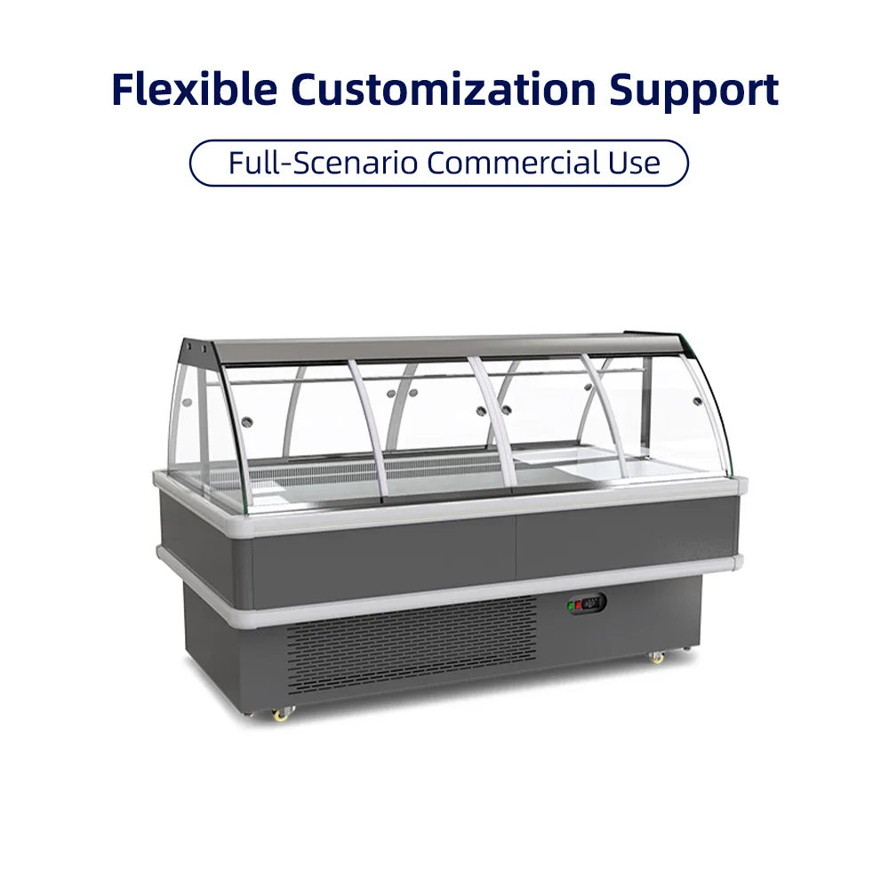 Commercial Mobile Deli Cooler Digital Temp Control Tempered Glass Cooked Food Refrigerated Display Cabinet