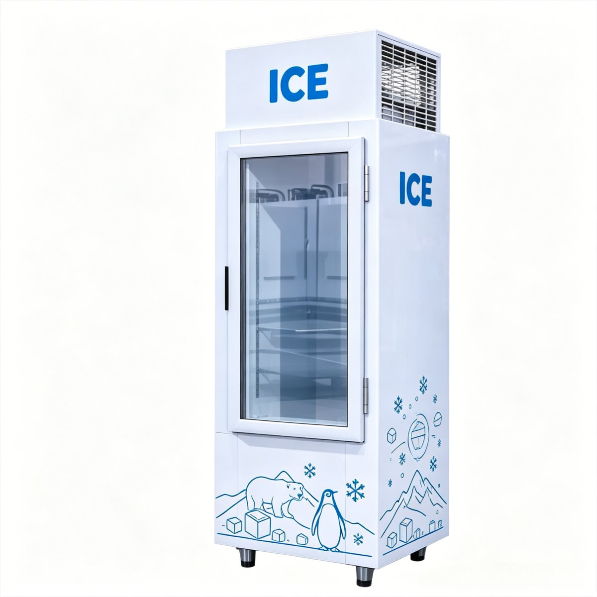 C-Commercial Single Glass Door Ice Storage Freezer Fast Uniform Air Cooling for Packaged Ice Storage