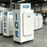 L-Vertical Outdoor Ice Storage Bin Freezer Mobile Ice Cube Storage Freezer With Universal Wheels