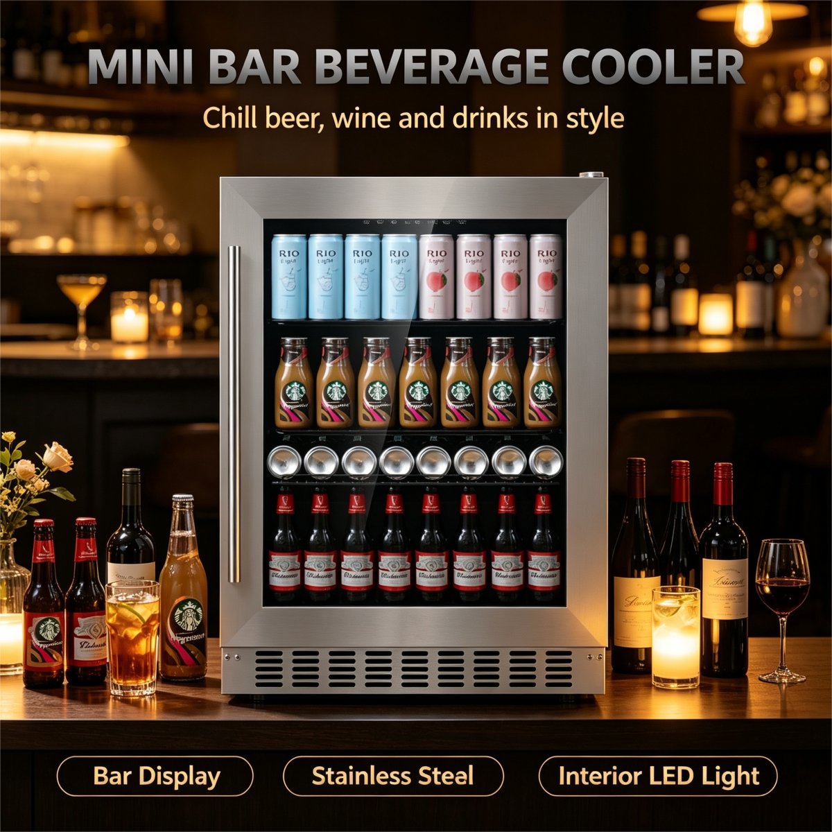 C-Small Capacity 145L Beer Fridge Cold Drink Cooling Display Cabinet