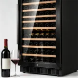 C-Large Vertical Built-in Wine Refrigerator With Wooden Shelves