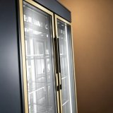 L-Commercial Double Glass Door Meat Display Refrigerator Gold Frame Constant Temperature Beef Dry Aging Fridge