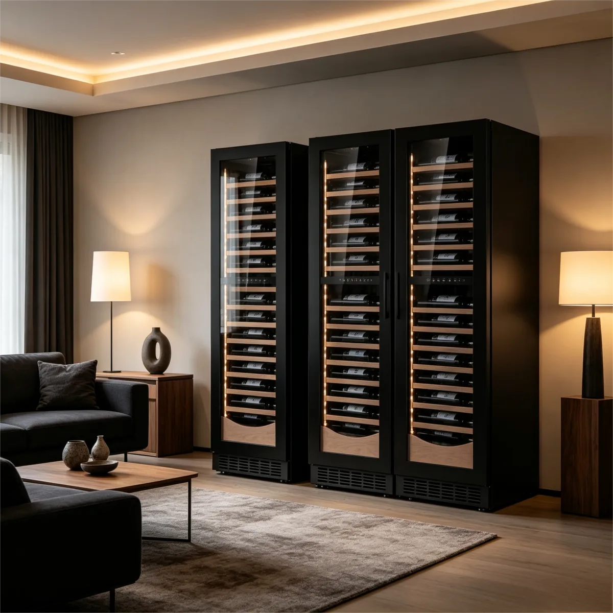 C-385L Multi-Layer Wood Rack Wine Storage Fridge Wide 5-12℃ Temperature Range