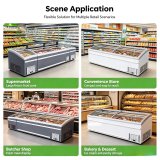 White Curved Glass Top Island Freezer Commercial Display Chest Freezer