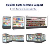 L Corner Combined Sliding Glass Door Drink Display Chiller Air Circulation Cooling for Grocery Fresh Food Hall