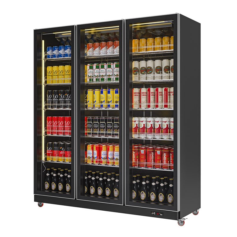 Beer Display 3 Door Commercial Refrigerator pink bar Freezer Glass Door