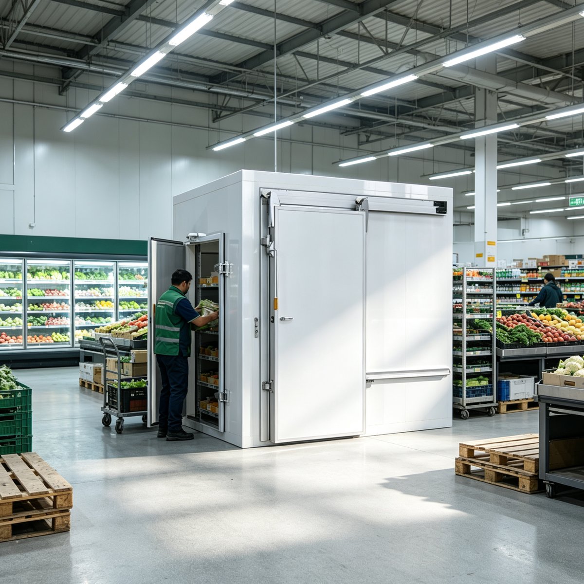 Modular Walk-in Cold Room Commercial Sliding Door Cold Storage Cooler Freezer For Supermarket Restaurant