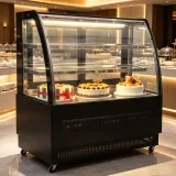 LED Lighted Cake Display Cooler with Digital Thermostat Stainless Steel Bakery Refrigerator